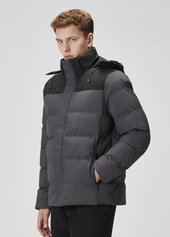 Beymen Club Koyu Gri Kapüşonlu Mont - 2