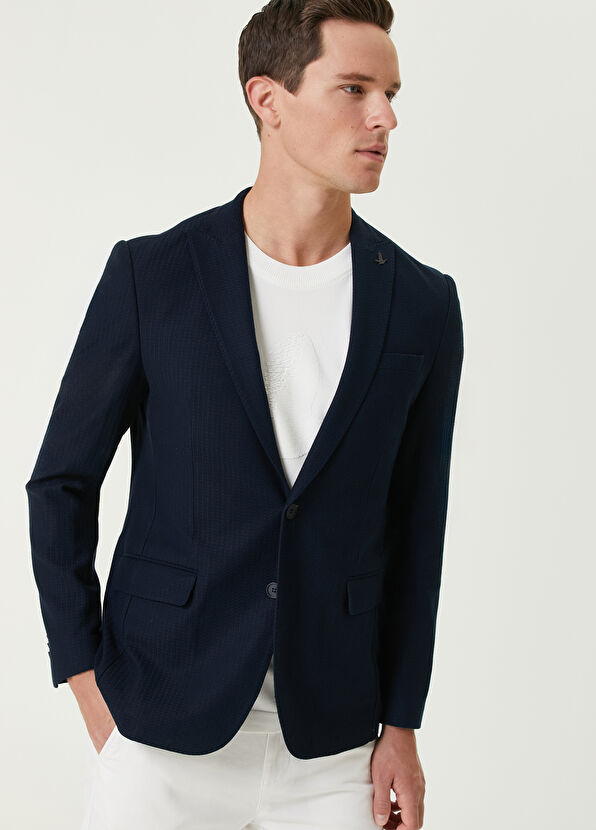 Beymen Club Navy Blue Stripe Patterned Jacket - 2