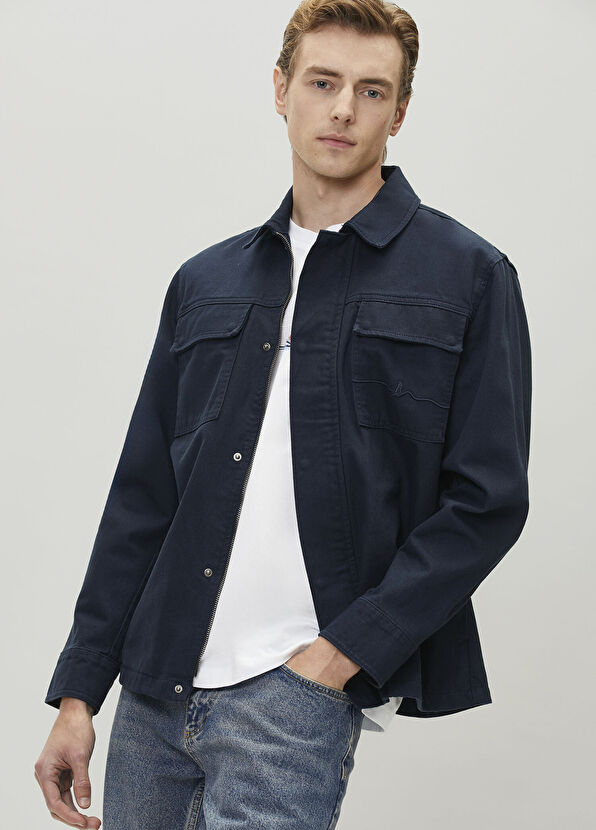 Beymen Club Lacivert Kaz Logo Detaylı Dış Gömlek - 1