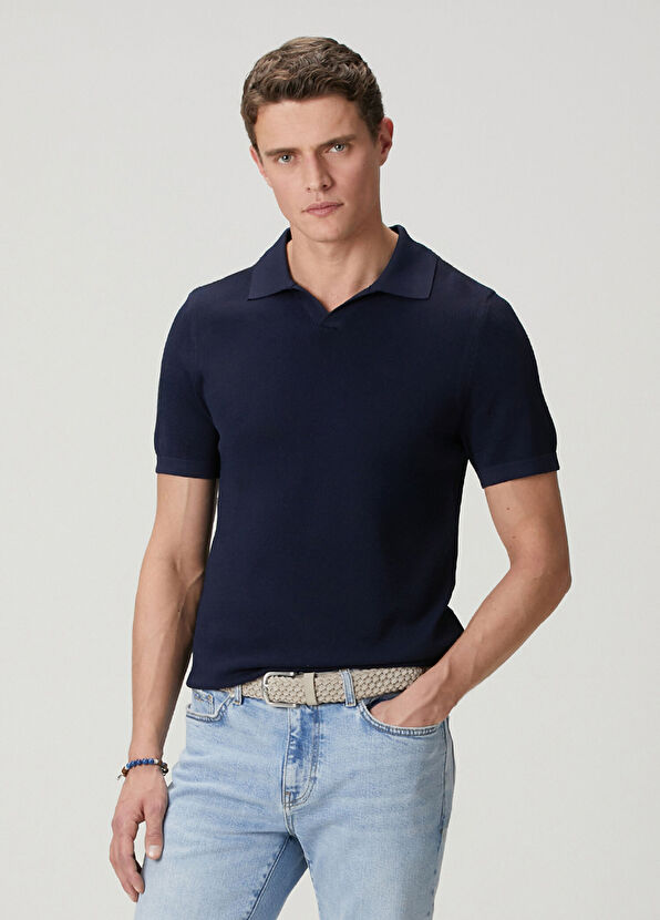 Beymen Club Navy Blue Short Sleeve Sweater - 1