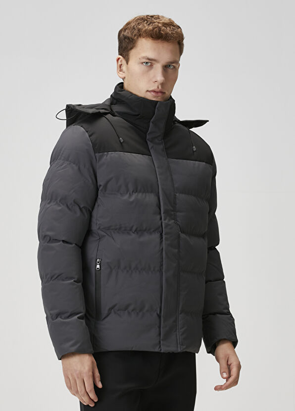 Beymen Club Koyu Gri Kapüşonlu Mont - 3