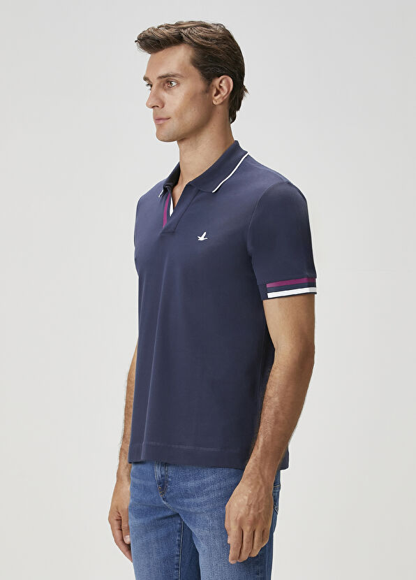 Beymen Club Navy Blue Stripe Detailed Polo T-Shirt - 4