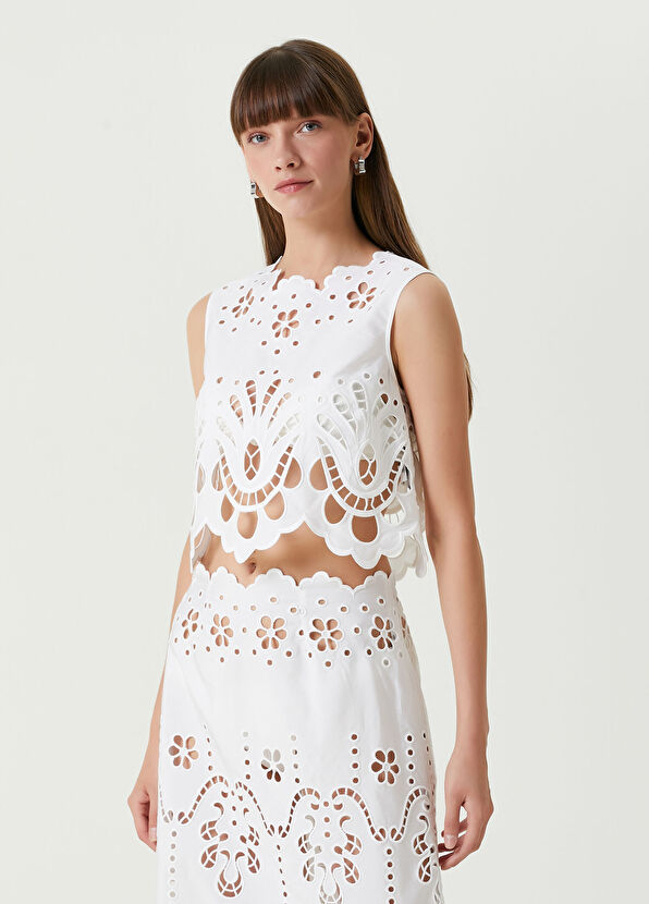 Dolce&Gabbana Beyaz Ajur Dokulu Bluz - 1