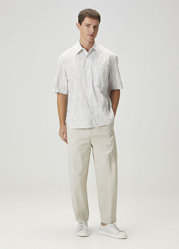 Solid Homme Beyaz Siyah Çizgili Gömlek - 2