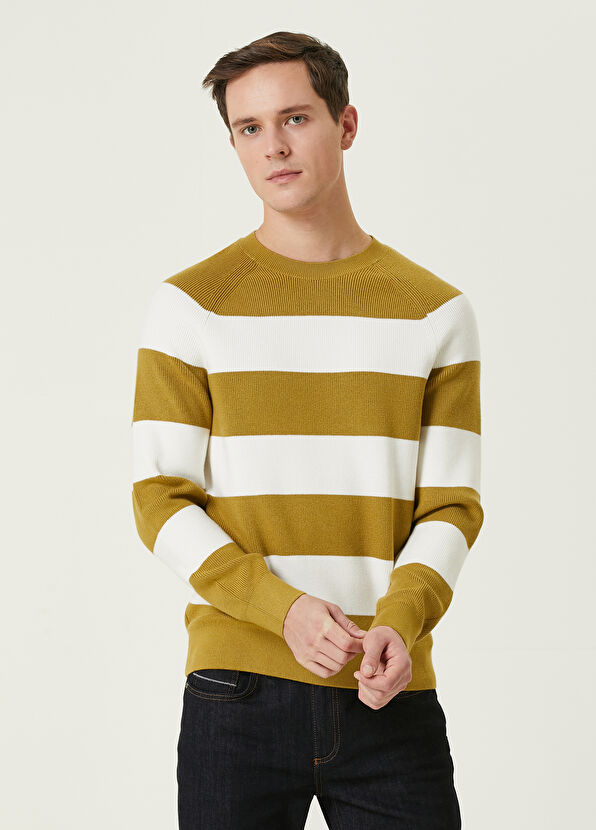 Beymen Club Light Green Striped Jacquard Sweater - 4