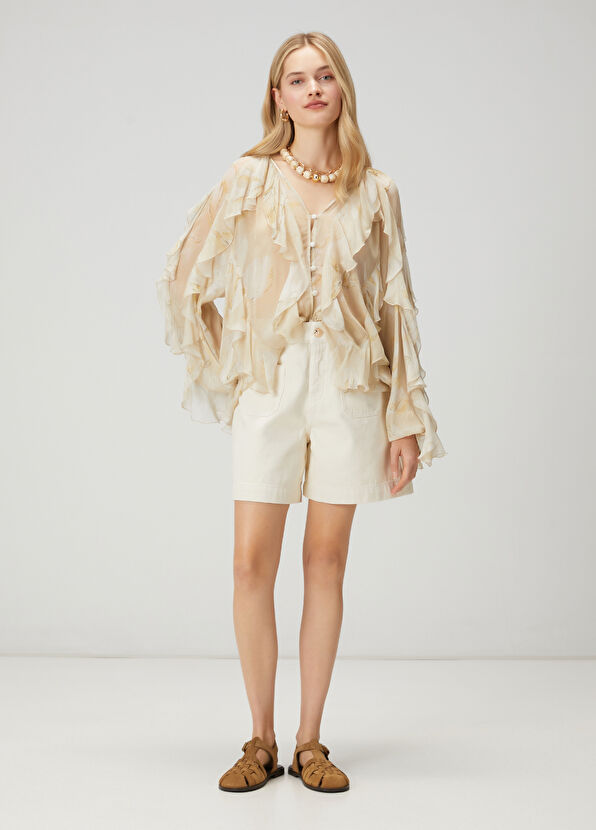 Beymen Club Ekru Denim Aveze Şort - 1