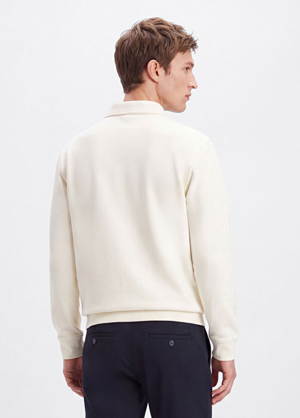 Beymen Club Kırık Beyaz Fermuarlı Polo Sweatshirt - 4