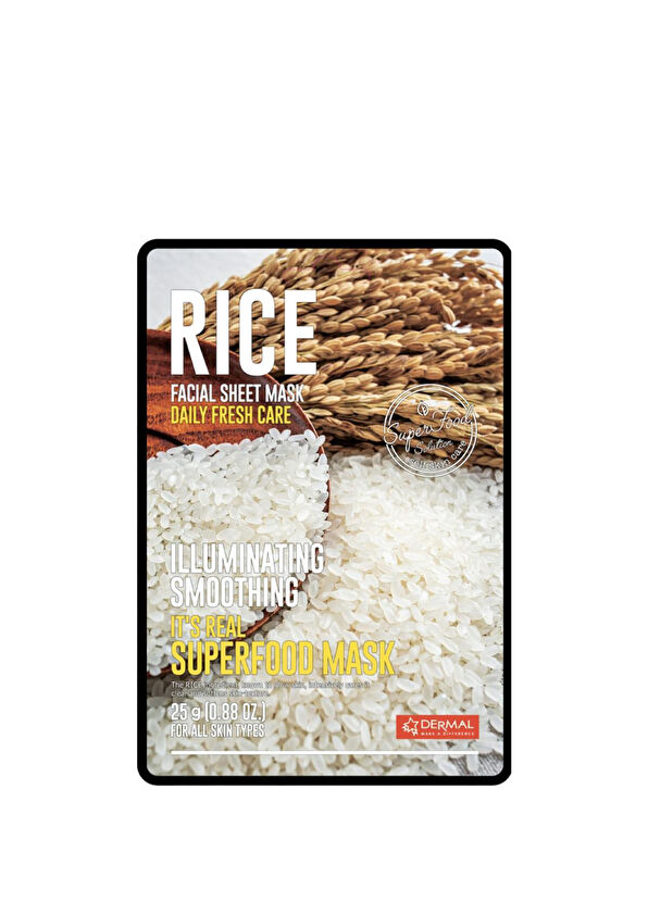 Dermal Rıce Facial Sheet Mask Aydınlatıcı ve Pürüzsüzleştirici Pirinç Yüz Maskesi 25 gr - 1