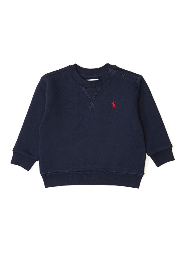Polo Ralph Lauren Lacivert Logo Nakışlı Erkek Bebek Sweatshirt - 1