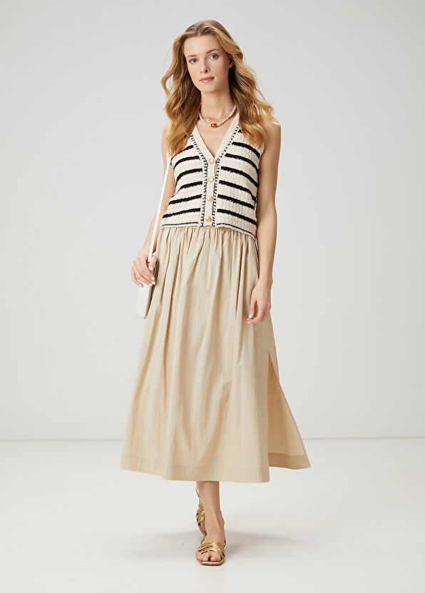 Beymen Club Ekru Siyah Çizgili Yelek - 3