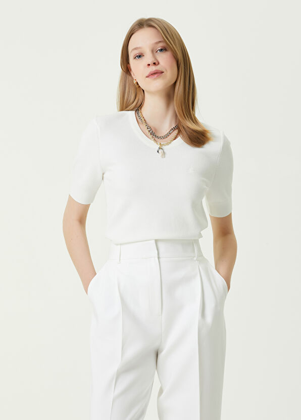 Beymen Club Kırık Beyaz Bisiklet Yaka Pike Dokulu Kazak - 1