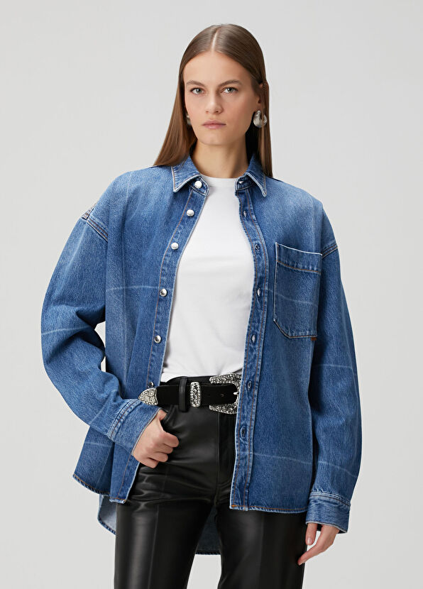 T by Alexander Wang Mavi Denim Gömlek - 1