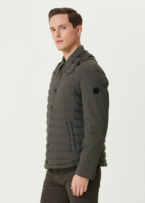 Beymen Club Haki Kapüşonlu Kapitoneli Mont - 3