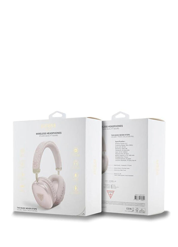 Guess Triangle Desenli Bluetooth 5.3 Pembe Kulak Üstü Kulaklık - 4
