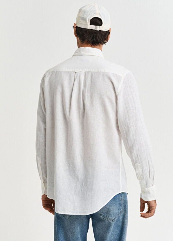 Gant Beyaz Düğmeli Yaka Regular Fit Uzun Kollu Erkek Gömlek - 3