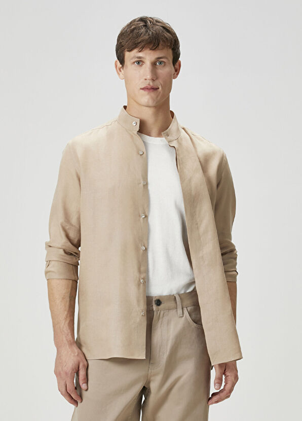 Zegna Bej Keten Gömlek - 1