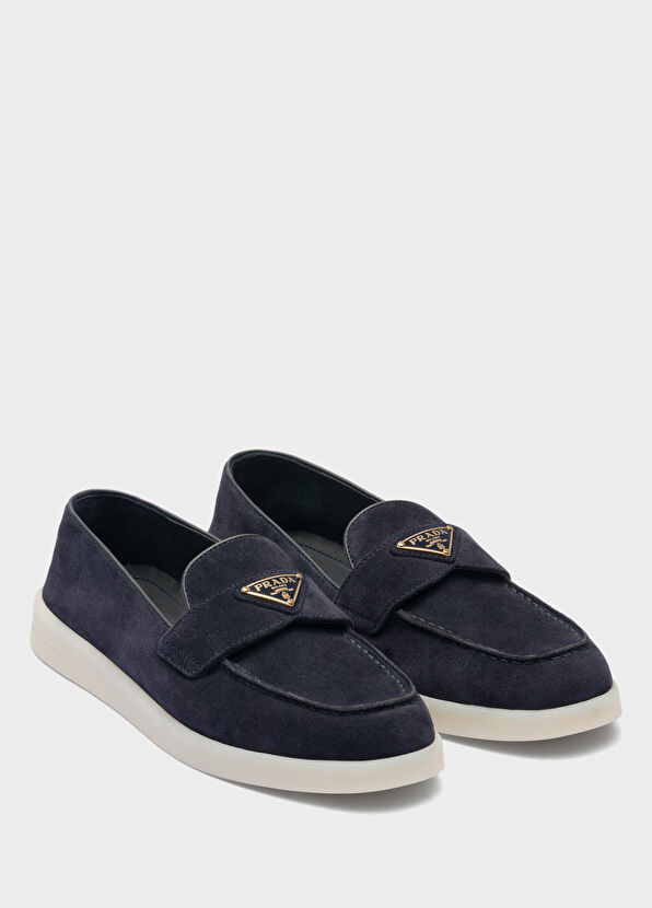 Prada Blue Suede Leather Women's Loafers - 2