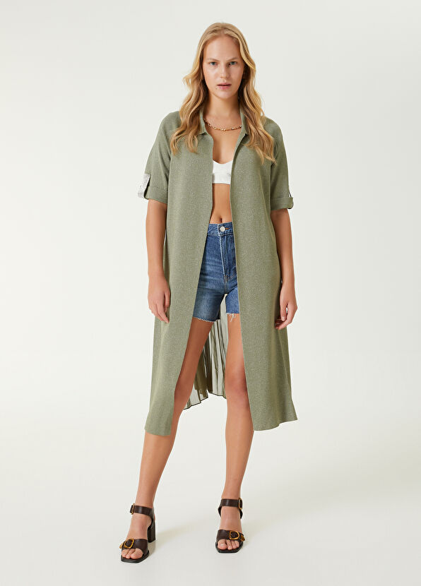 Beymen Club Haki Arkası Şifon Garnili Hırka - 1