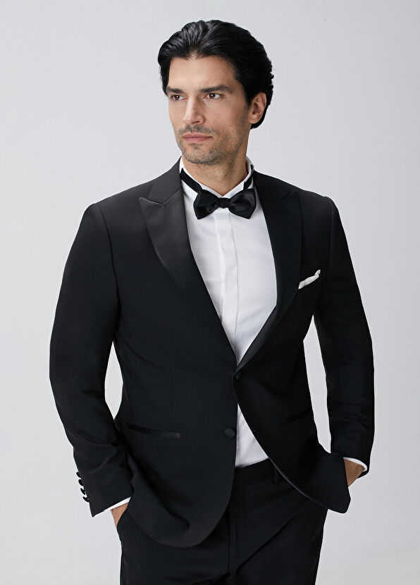 Network Siyah Yün Karışımlı Smokin Takım Elbise - 2