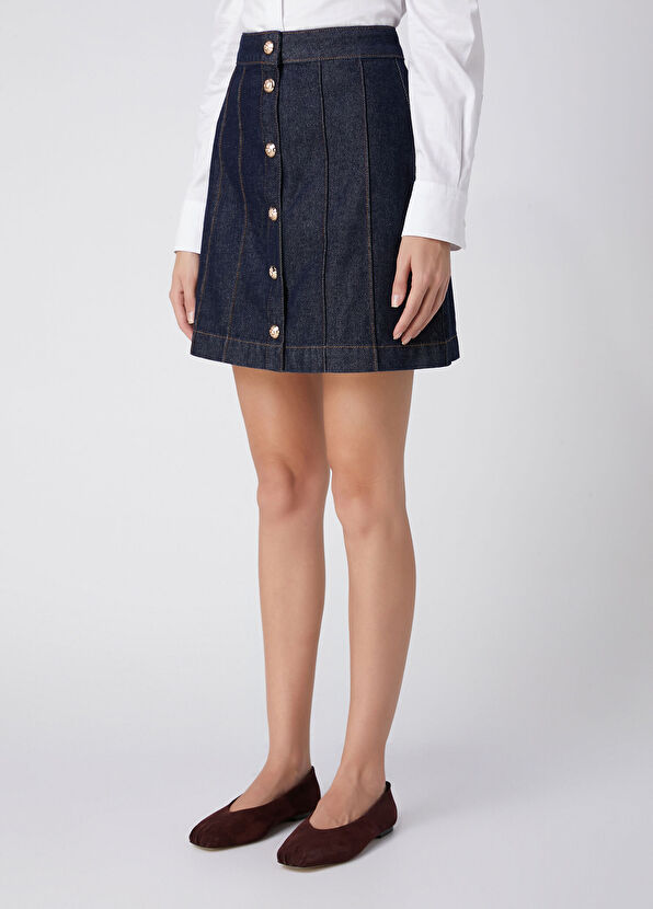 Beymen Club Indigo A Line Mini Denim Skirt - 2