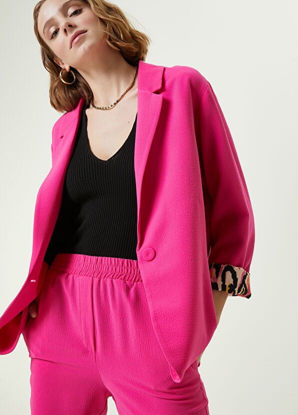 Beymen Club Fuchsia Leopard Lined Blazer - 2