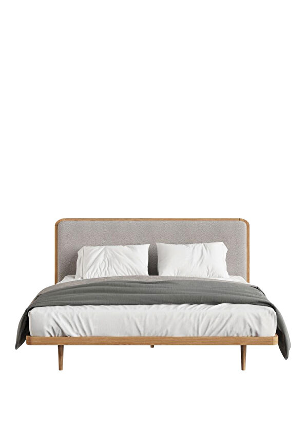 Hamm Design Pera Meşe ve Kumaş Başlıklı Yatak Seti - 1