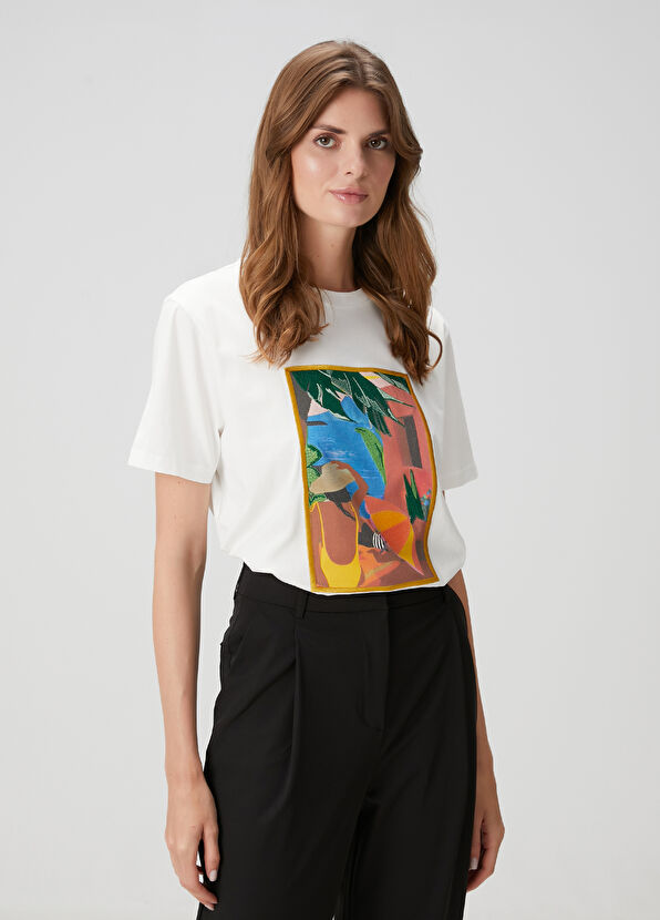 Beymen Club Off-White Embroidered T-Shirt - 1