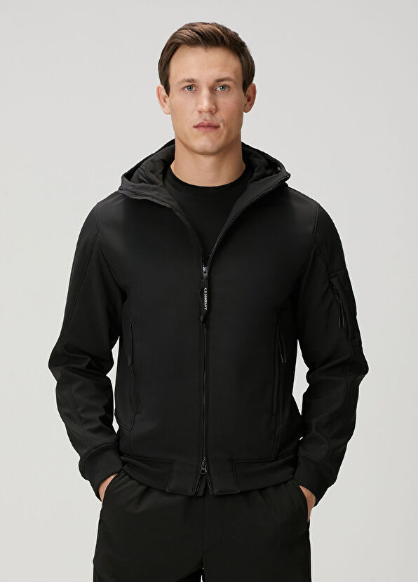 C.P. Company Black Hooded Coat - 1