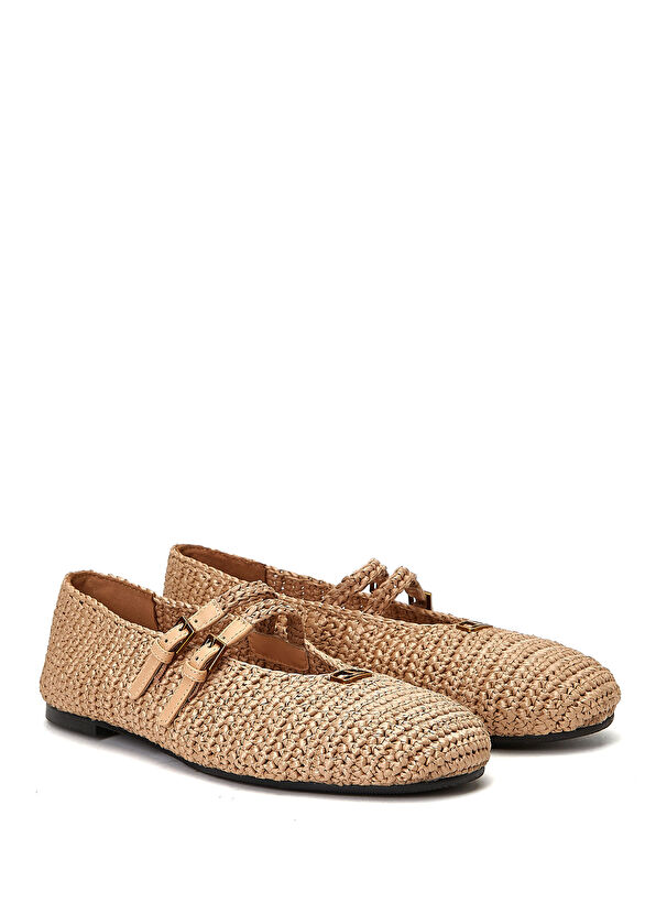 Beymen Club Mary Jane Nude Raffia Ballet Flats - 2