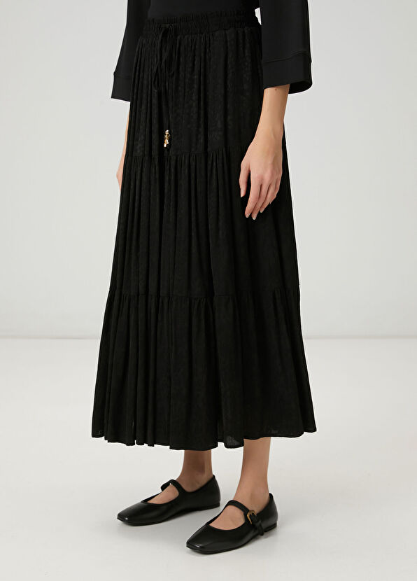 Beymen Club Siyah Jakarlı Uzun Etek - 4