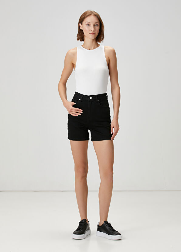 Beymen Club Black High Waist Denim Shorts - 1