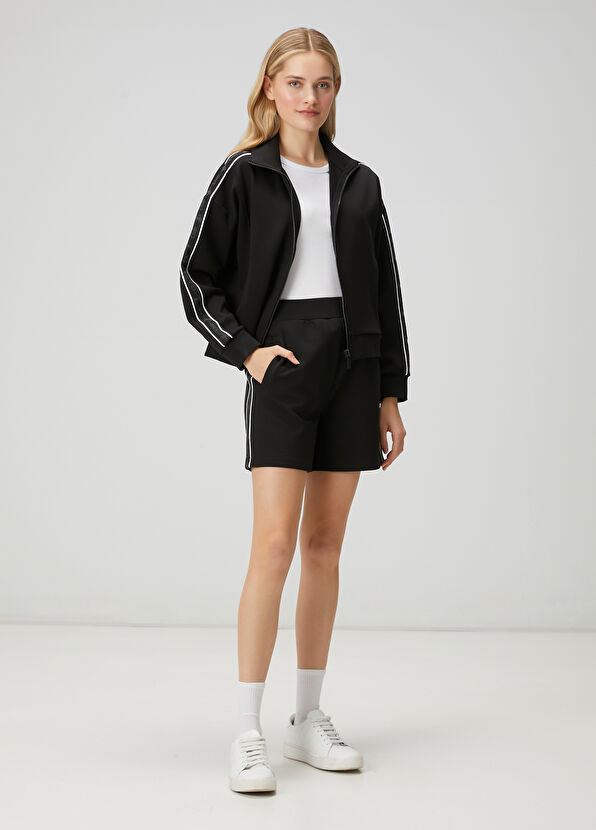 Beymen Club Black Logo Taped Jersey Shorts - 1
