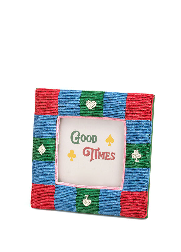 Zsa Zsa Zsu Dadrı Colored Glass Bead Wooden Frame 17 x 17 cm - 1