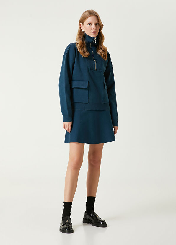 Teal Blue Mini Knit Skirt Beymen Club Teal Blue Mini Knit Skirt - 1