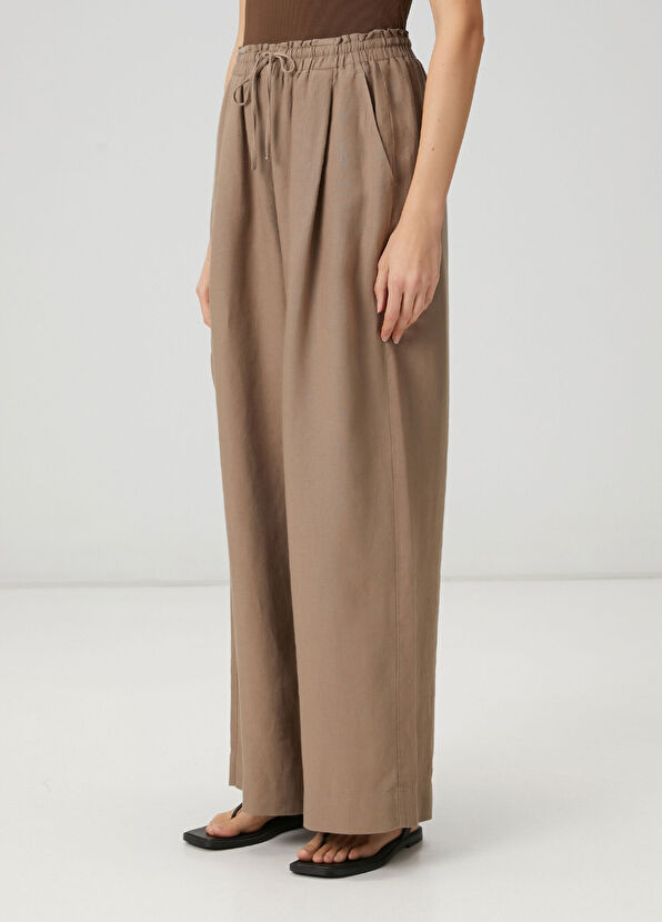 Beymen Club Mink Wide-Leg Linen Trousers - 2