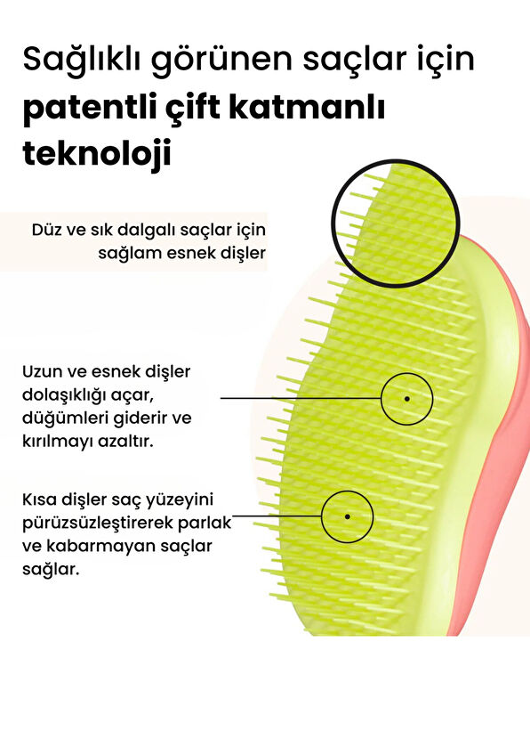 Tangle Teezer Original Salmon Pink Yellow Hair Brush - 2