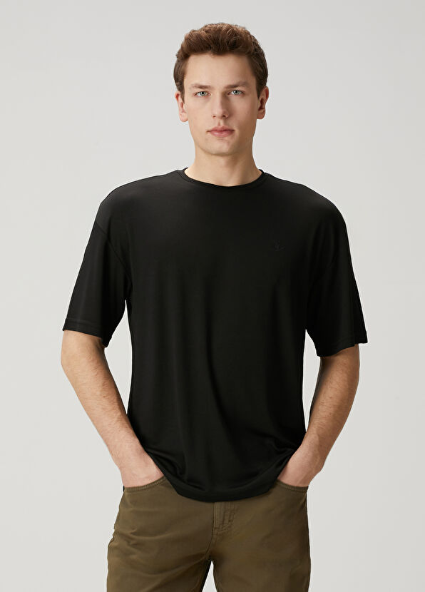 Beymen Club Black Logo Embroidered Oversized T-Shirt - 1