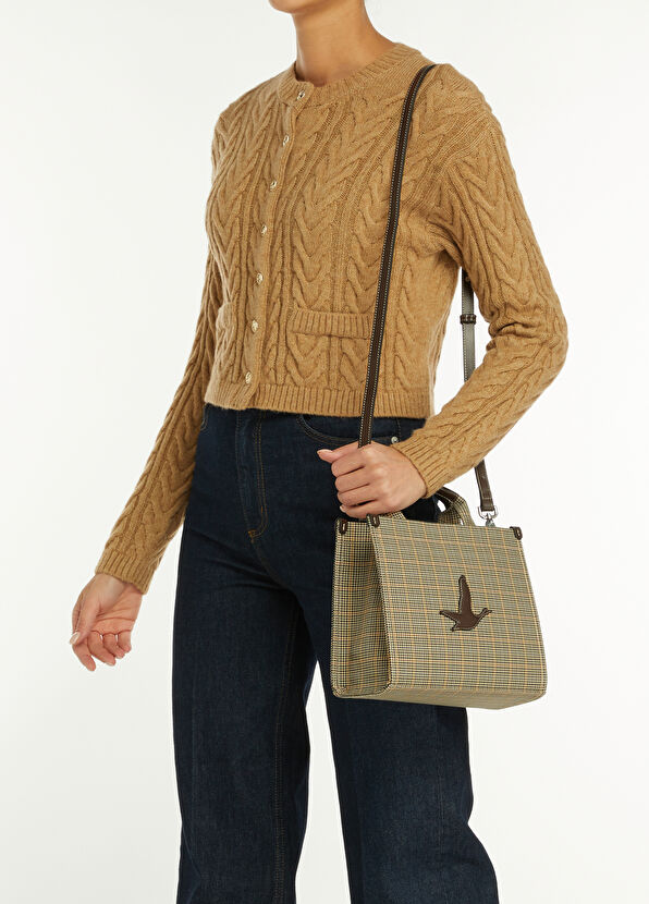 Beymen Club Bej Ekose Desenli Yün Çanta - 2