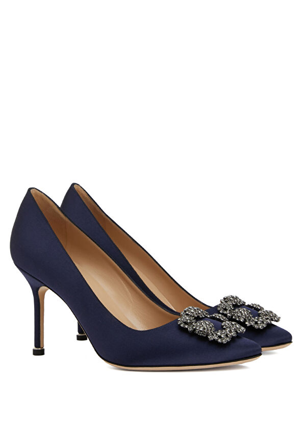 Manolo Blahnik Hangisi Lacivert Topuklu Ayakkabı - 2