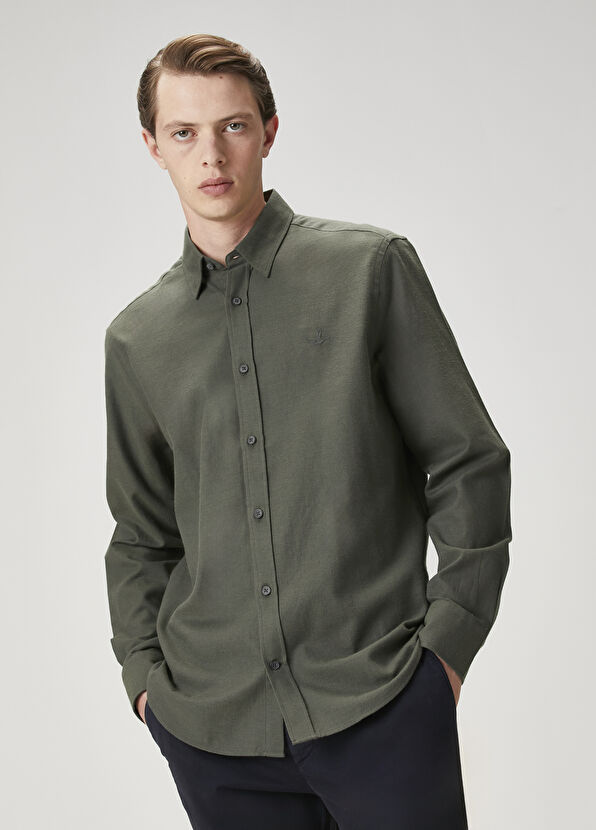 Beymen Club Comfort Fit Khaki Flannel Textured Shirt - 1