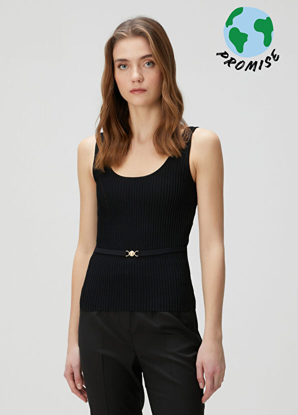 Beymen Collection Siyah Aksesuar Detaylı Triko Atlet - 1