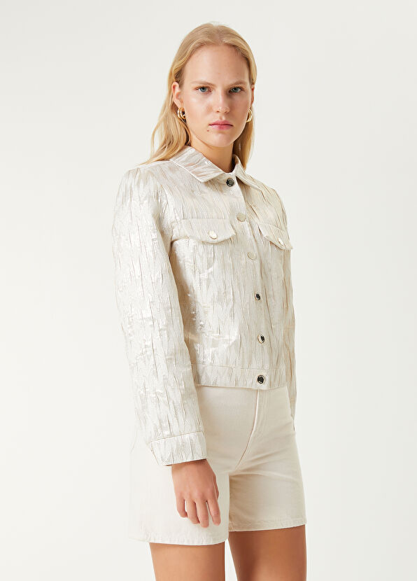 Beymen Club Ekru Gold Sim Jakarlı Trucker Ceket - 4