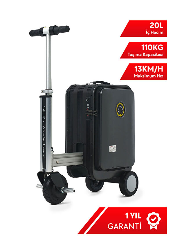 SE3S Siyah Kabin Boy Elektrikli Binilebilir Scooter Valiz - Görsel 3