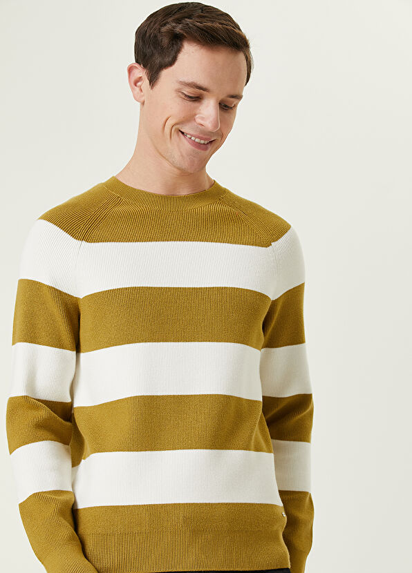 Beymen Club Light Green Striped Jacquard Sweater - 2