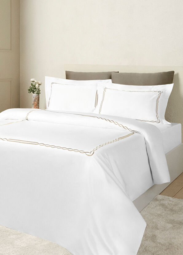 Ren Home Legame Wheat Nakışlı Pamuk Saten King Size Nevresim Takımı 240 x 220 cm - 3