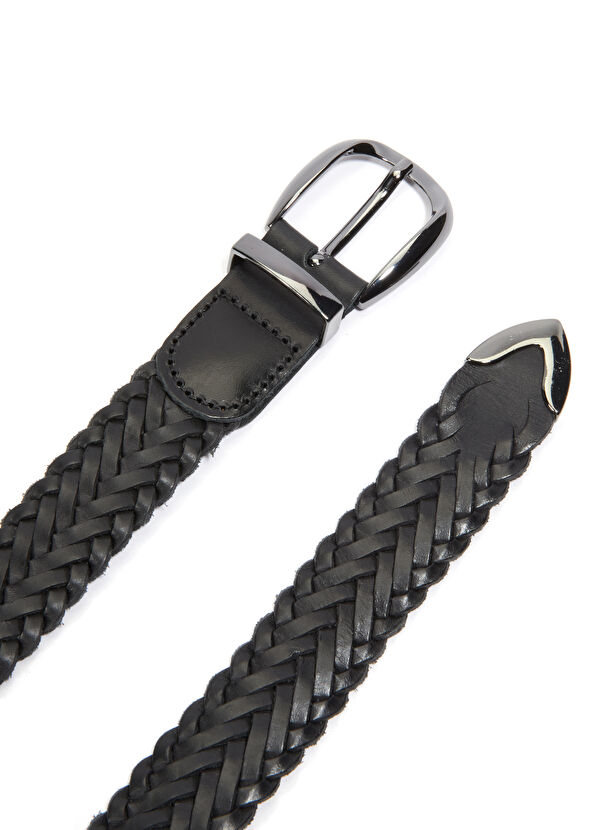 Beymen Club Siyah Örgülü Kadın Deri Kemer - 2