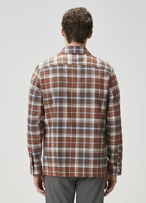 Beymen Club Kahverengi Mavi Ekose Desenli Dış Gömlek - 4