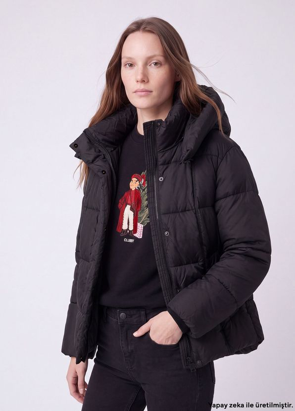Beymen Club Black Hooded Puffer Jacket - 1