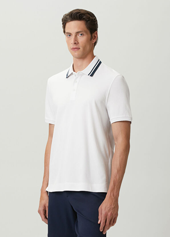 Beymen Club White Comfort Fit Striped Piqué Polo T-shirt - 4
