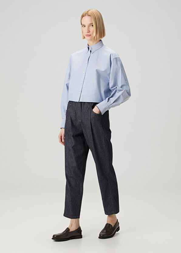 Brunello Cucinelli Mavi Crop Gömlek - 2